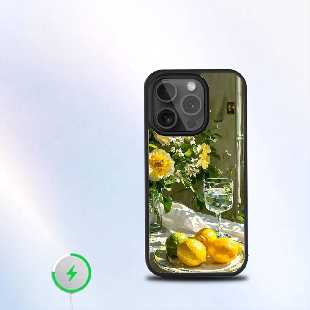 Fruit Lemon Art Phone Case For iPhone 17,16,15,14,13,12,11,Pro,Max,Plus,Mini,SE4,E Magnetic For Magsafe Wireless