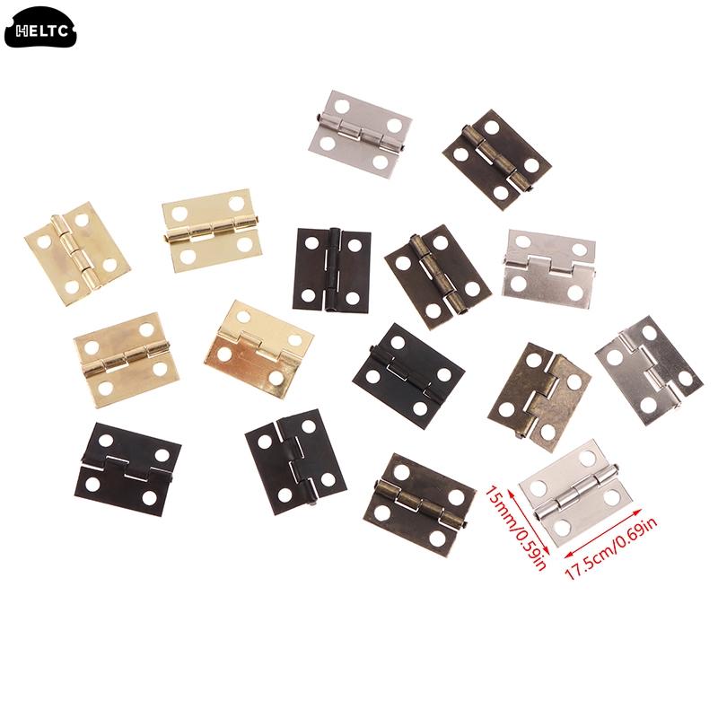 50pcs/box Hinges + 200 Screws Iron Gold Silver Black Bronze 4 Holes Durable Furniture Hardware Mini Hinge Decor