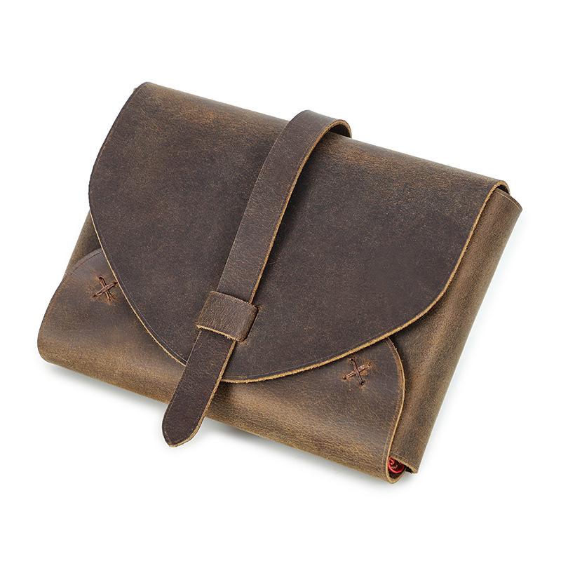 Retro Crazy Horse Leather Handmade Envelope-Style Book Cover