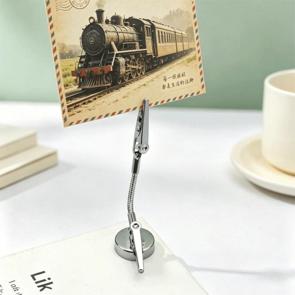 Flexible Alligator Clip Metal Office Name Card Clip Portable Memo Photo Holder  Gift