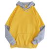 Women Casual Solid Long Sleeve Splited Patchwork Hoodie Sweatshirt Pullover Top