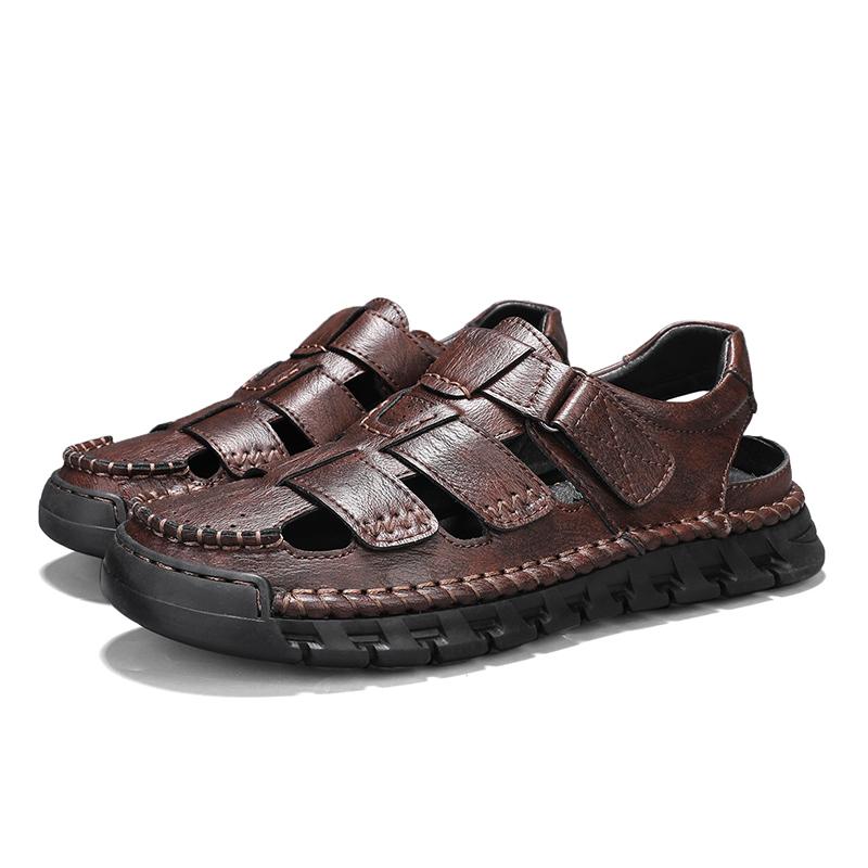 Fashion Breathable Walking Shoes Moccasins Hollow Out Male Shoes Leisure Beach Men Sandals Leather Men Loafers Summer Business Sandals