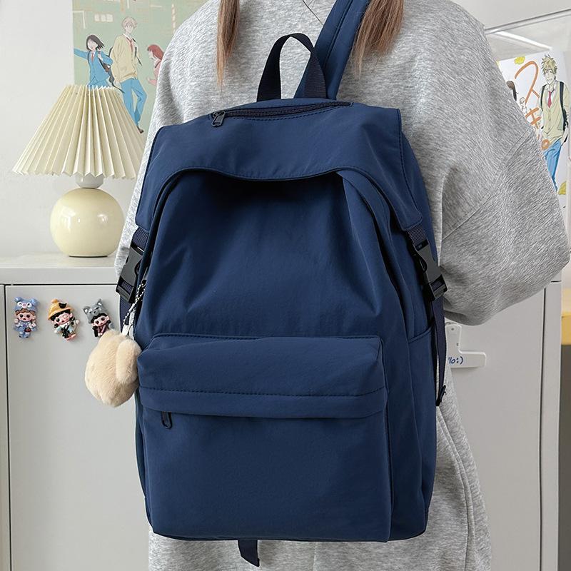 Schoolbag Japanese solid color versatile nylon backpack schoolbag female Korean version high school lightweight backpack college students ins 