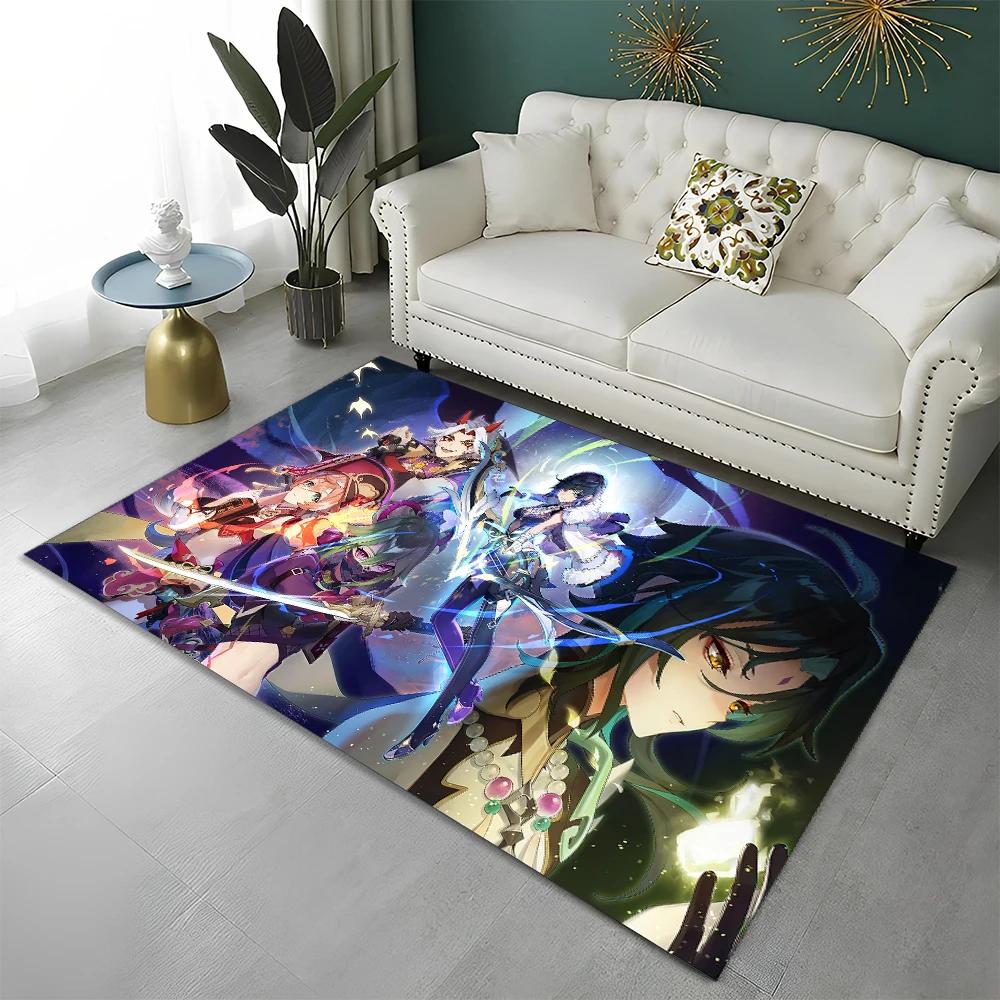 Game Genshin Impact Gamer Cartoon  Carpet Rug for Home Living Room Bedroom Sofa Doormat Decor,Child Area Rug Non-slip Floor Mat
