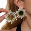 Silver Needle Light Luxury Rhinestone Irregular Circle Stud Earrings - High-end Fashion Jewelry for Women