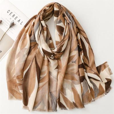 Eleganter floraler Baumwoll-Leinen-Schal: Dicker, warmer Herbst-/Winterschal