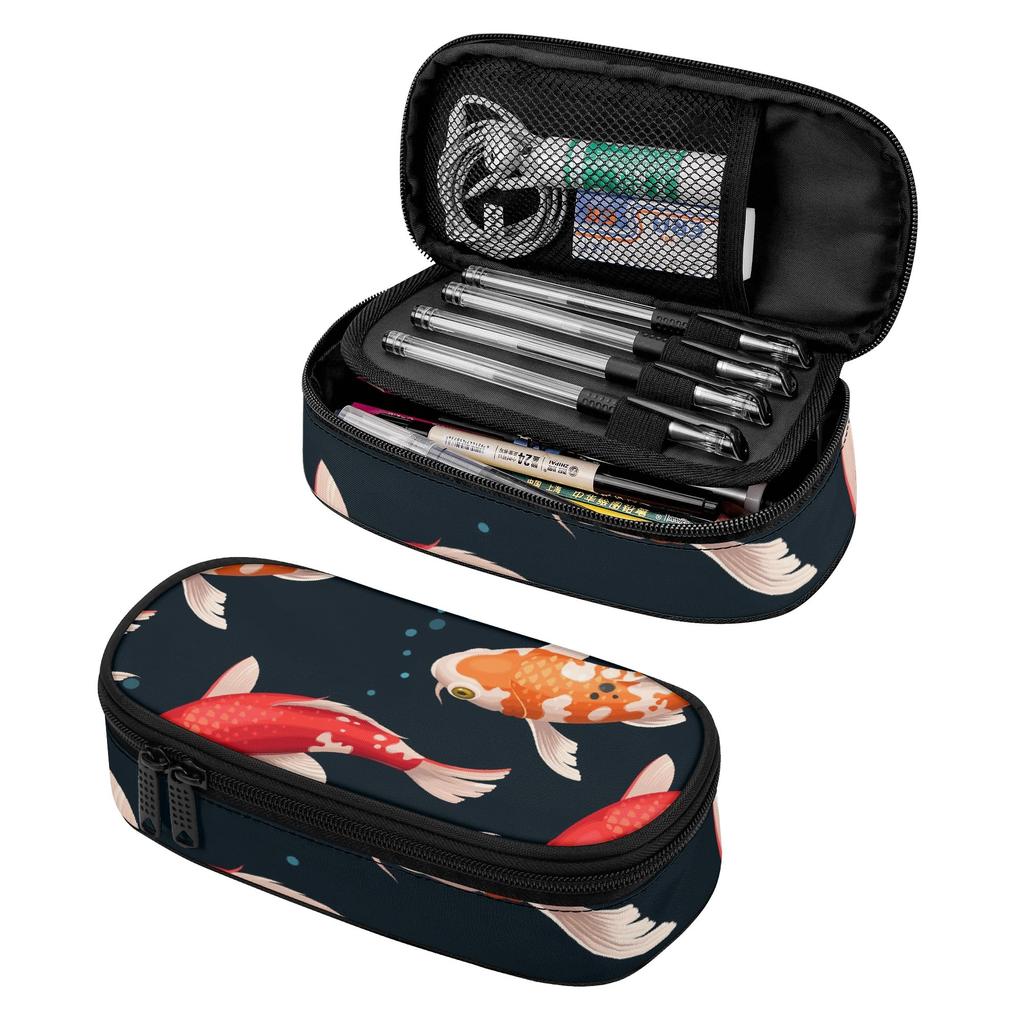 Pencil Bag Neat Design Durable 300D Polyester Smooth Zipper with Mesh Pocket Removable Divider and Pen Slots for Daily School Use