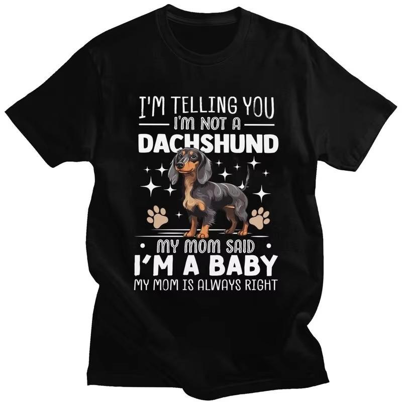 Cute Dachshund Graphic T-Shirt for Unisex Casual 100% Cotton Breathable Short Sleeve Tee
