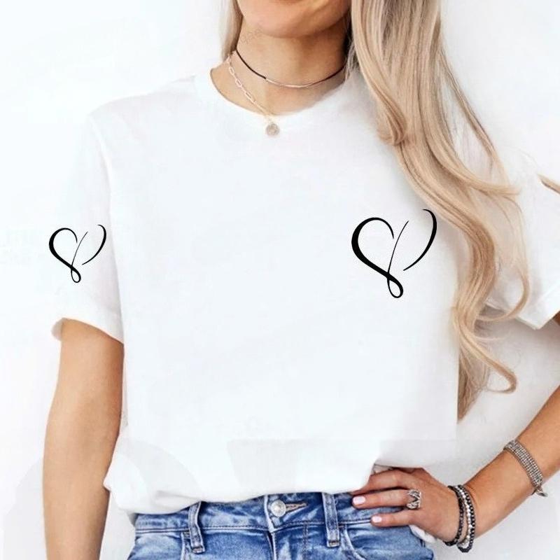 Women Love Heart Design TShirts Fashion Casual Short Sleeve Tshirt Heart Personalised Graphic Tshirts RED Women T Shirts