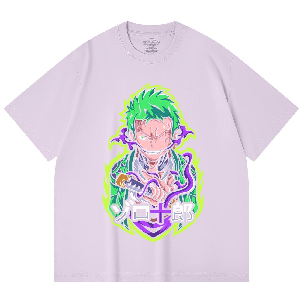 230 Gsm 100% Cotton One Piece V80 Zoro Print Unisex Heavy Cotton T Shirt
