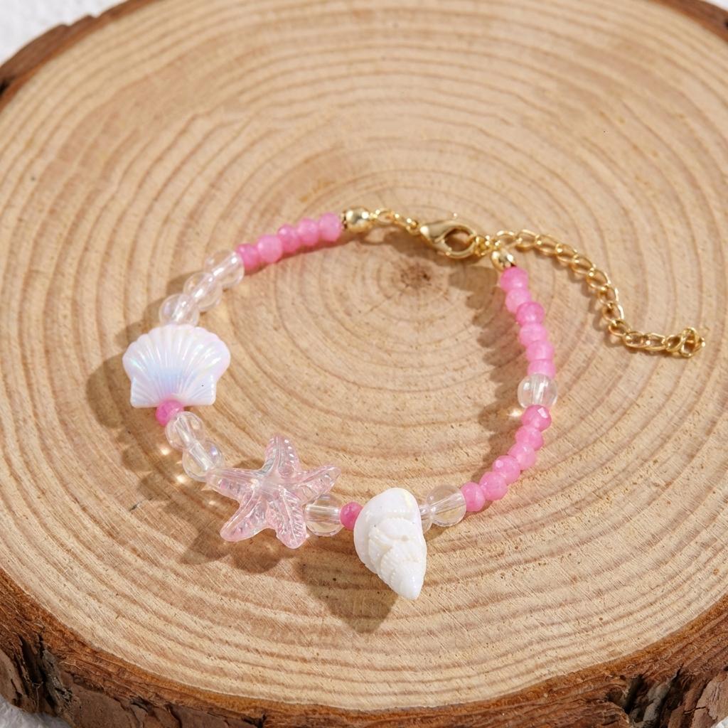 Handmade Crystal Starfish Shell Charm Bracelets for Women Bohemian Conch Adjustable Bracelets Friendship Beach Holiday Jewelry