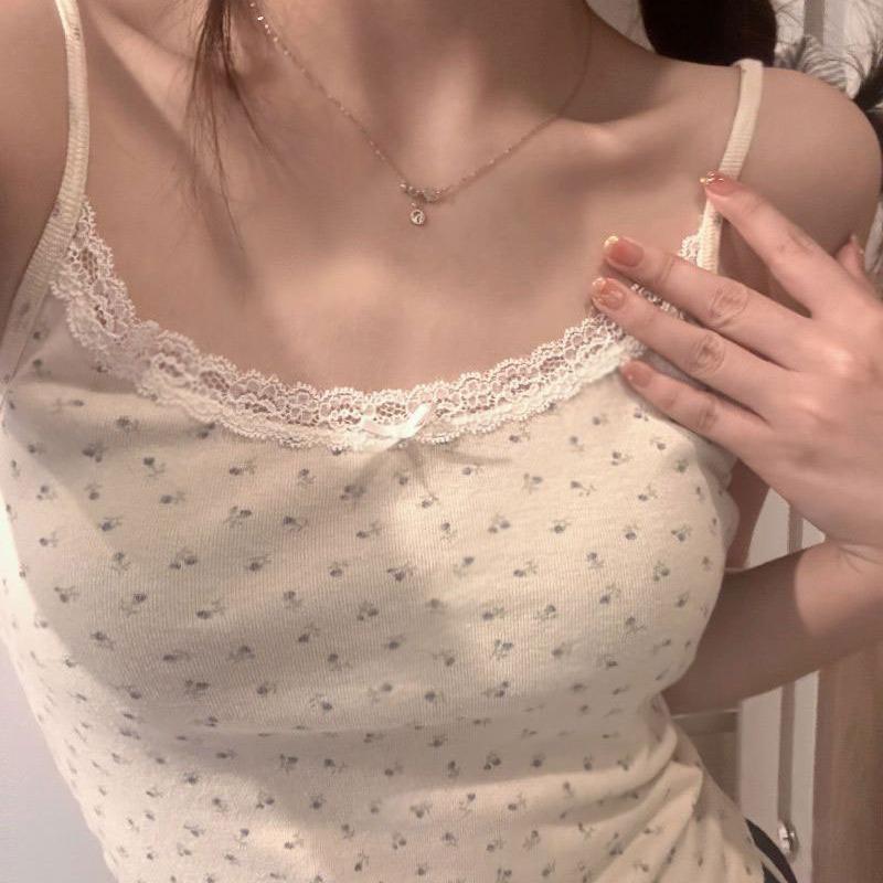 Women's Slim Fit Floral U-Neck Camisole Top