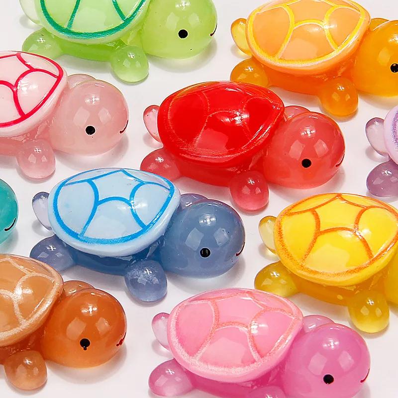 Colorful Luminous Mini Tortoise Micro Landscape Figure Ornament DIY Glowing Turtle Miniature Statue Potted Decor Fairy Garden