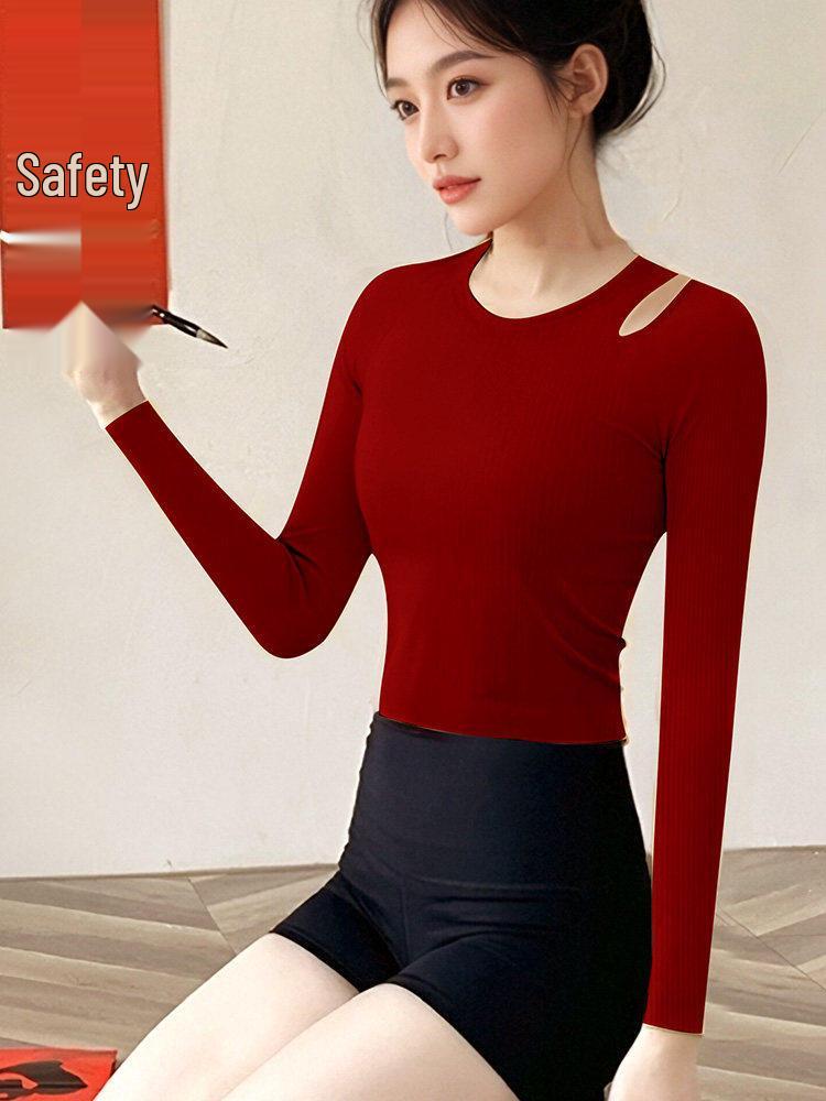 Shuangxi Red Women s Yoga Top with Chest Pads - High-End Pilates Sportswear Medium