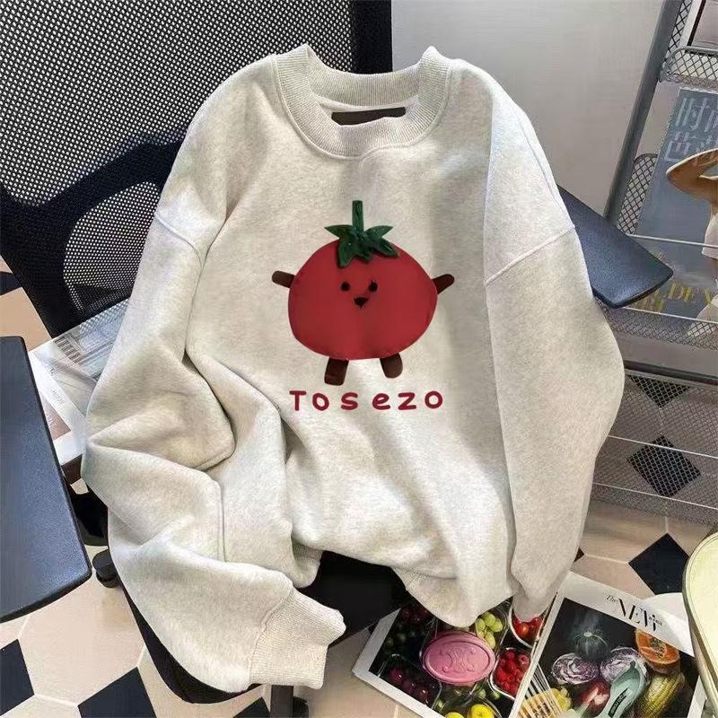 

American printed crew neck sweater women s 2025 autumn and winter casual velvet thickened jacket male personality XXXXL