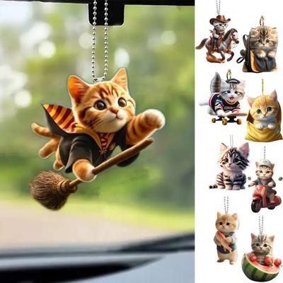 Acryl 2D Katze Auto Hängende Dekoration Home-Office Rucksack Auto Rückspiegel Cartoon Kätzchen Tier Hängende Ornament Anhänger