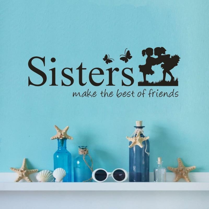 Sisters Wake The Best of Friends PVC Wall Sticker Bedroom Home Decor for Children Room Decoration Home Decor DIY Art.