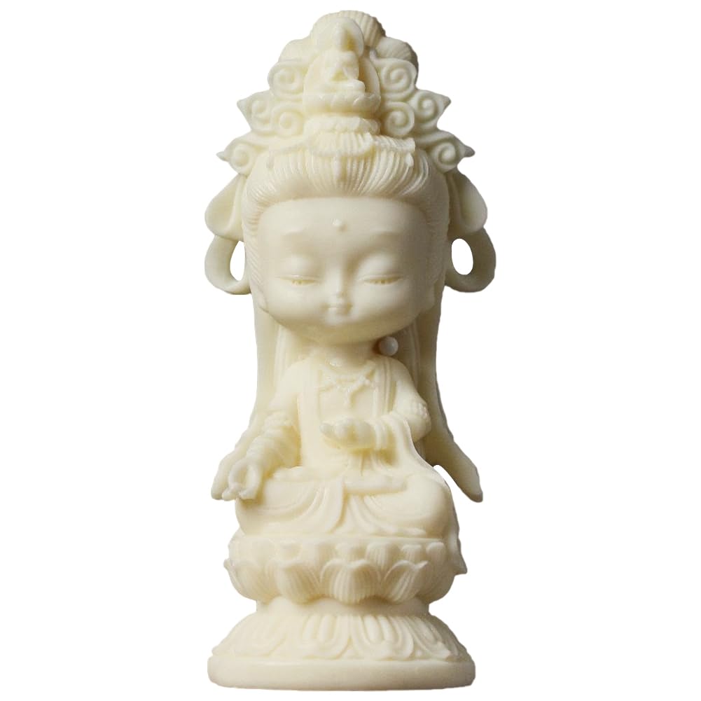 

Umora Mini Cute Kannon Statue, Kannon Bodhisattva Figurine, Protection from Evil, Feng Shui Decor, Buddha Statue, Amulet, Good Luck, Pray, Coconut