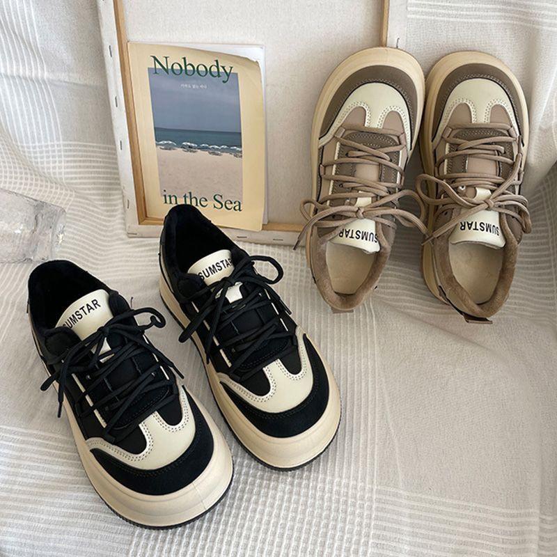 WTEMPO Brand Ins Style Trendy Niche Dicke Unterseite Big Head Schuhe Retro Peplum Atmungsaktive Anti-Geruch Anti-Rutsch Tragbare Low-Top Sneakers