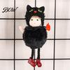 Three-dimensional Plush Witch Halloween Hanging Doll with Lanyard, Cute Furry Pom Ornament Ball for Doors Windows Trees Party Decor Decoration