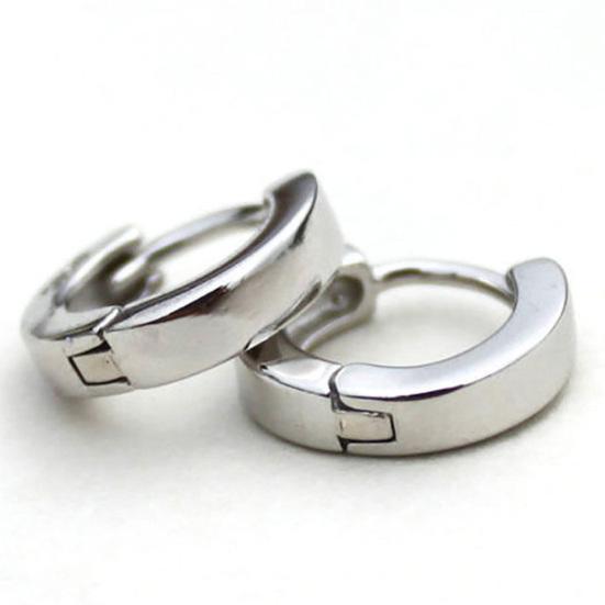 Fashion Men Women Silver Plated Smooth Round Hoop Huggie Earrings Jewelry Gift