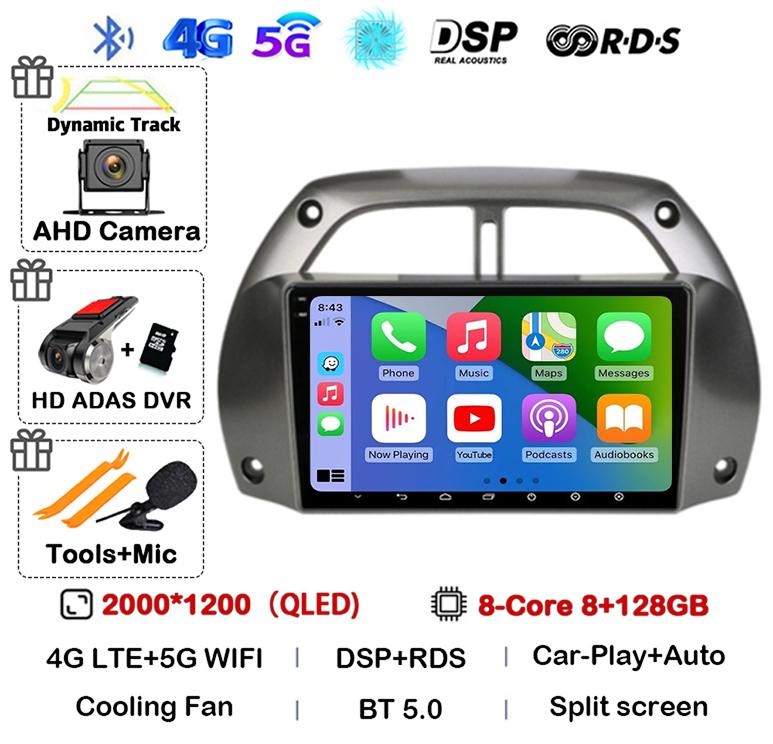 Android14 Carplay Car Radio For Toyota RAV4 Rav 4 2001 2002 2003 2004 2005 2006 Multimedia GPS Player Stereo 2din Head Unit DSP