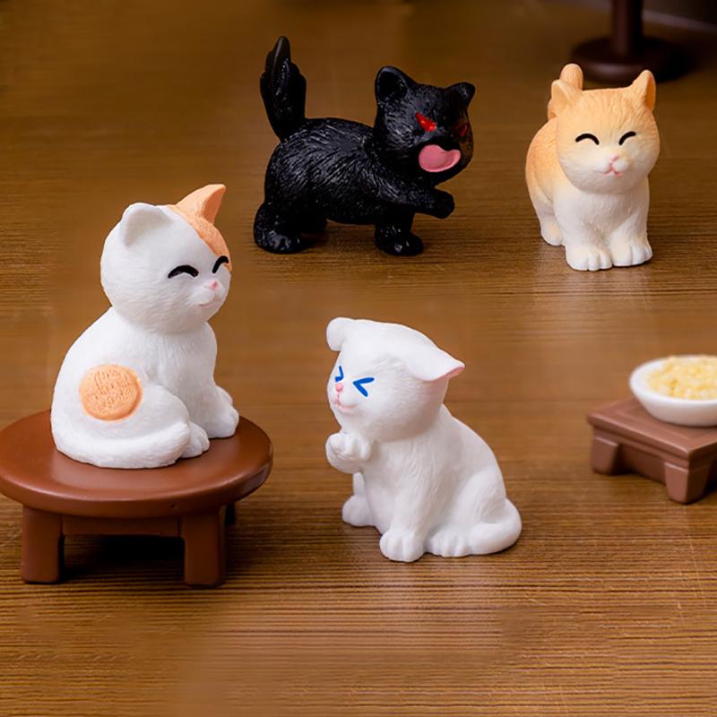 1 Stück Harz Katze Ornament Kätzchen Figur Tier Miniatur Feengarten Puppenhaus Dekoration DIY Mikrolandschaft Heimdeko