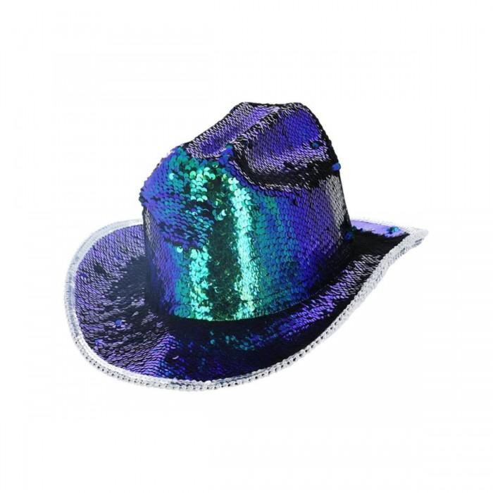 Fever Unisex Adult Deluxe Sequin Iridescent Cowboy Hat