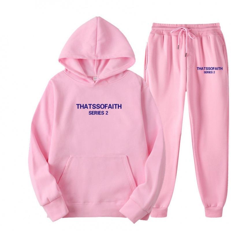 Independent Station Europe and the United States popular women's clothing letter printing hooded sweater fashion casual hair grabbing trousers set