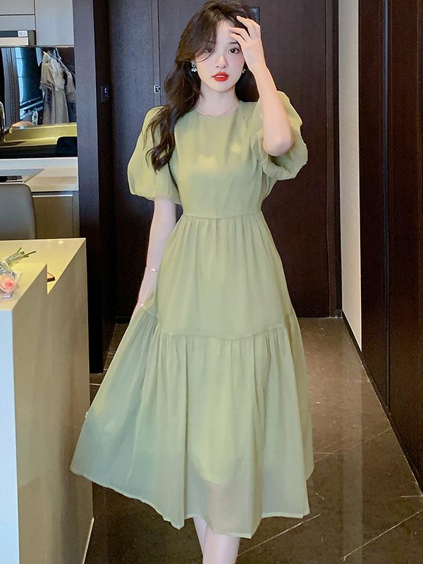 

Sweet Summer Puff Sleeve Retro Slim Dress Extra Large