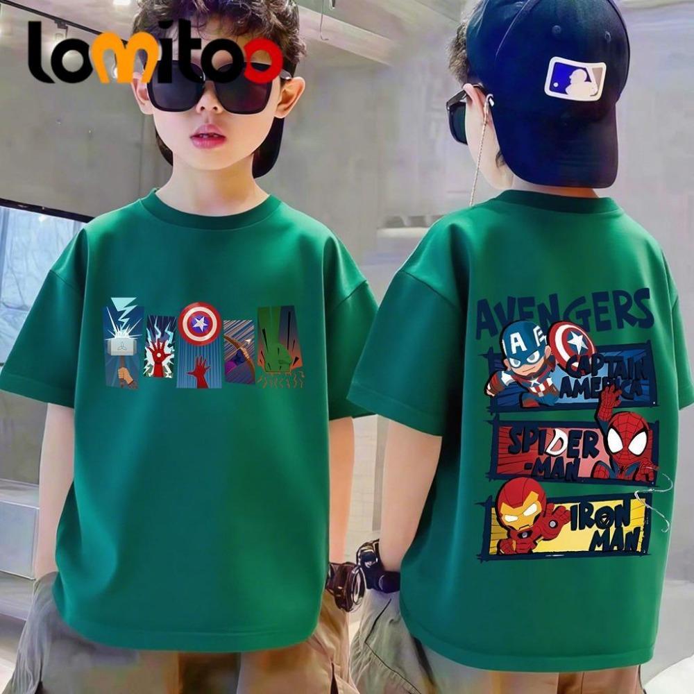 T-shirt clothing, children's animation trend, cute cartoon superhero short sleeved pattern, relaxing and comfortable