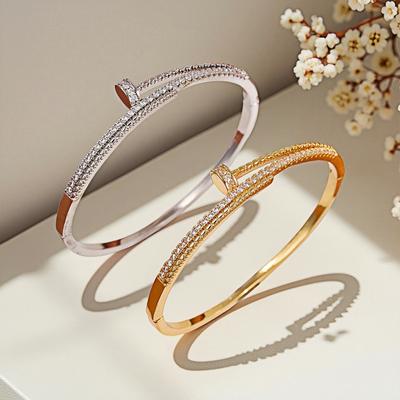 European and American Niche Jewelry High-end Light Luxury Zircon Bracelet Wedding Dinner Party Jewelry Diamond Nail Opening Bracelet 2026
