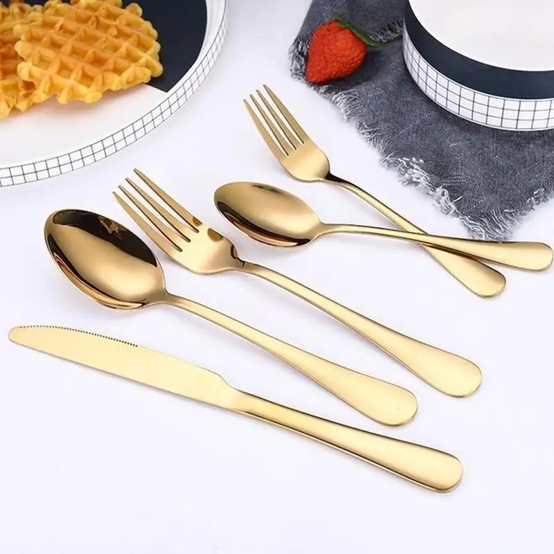 20Pcs/Lot Multicolor Flatware Set Stainless Steel Dinner Forks Spoon Knife with Titanium Plating Rainbow Cutlery Dinner Set