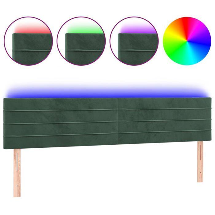 VidaXL Tête de Lit à LED Meuble de Chambre à Coucher Accessoire de Lit Double Tête de Cadre de Lit Intérieur Vert Foncé 3121809