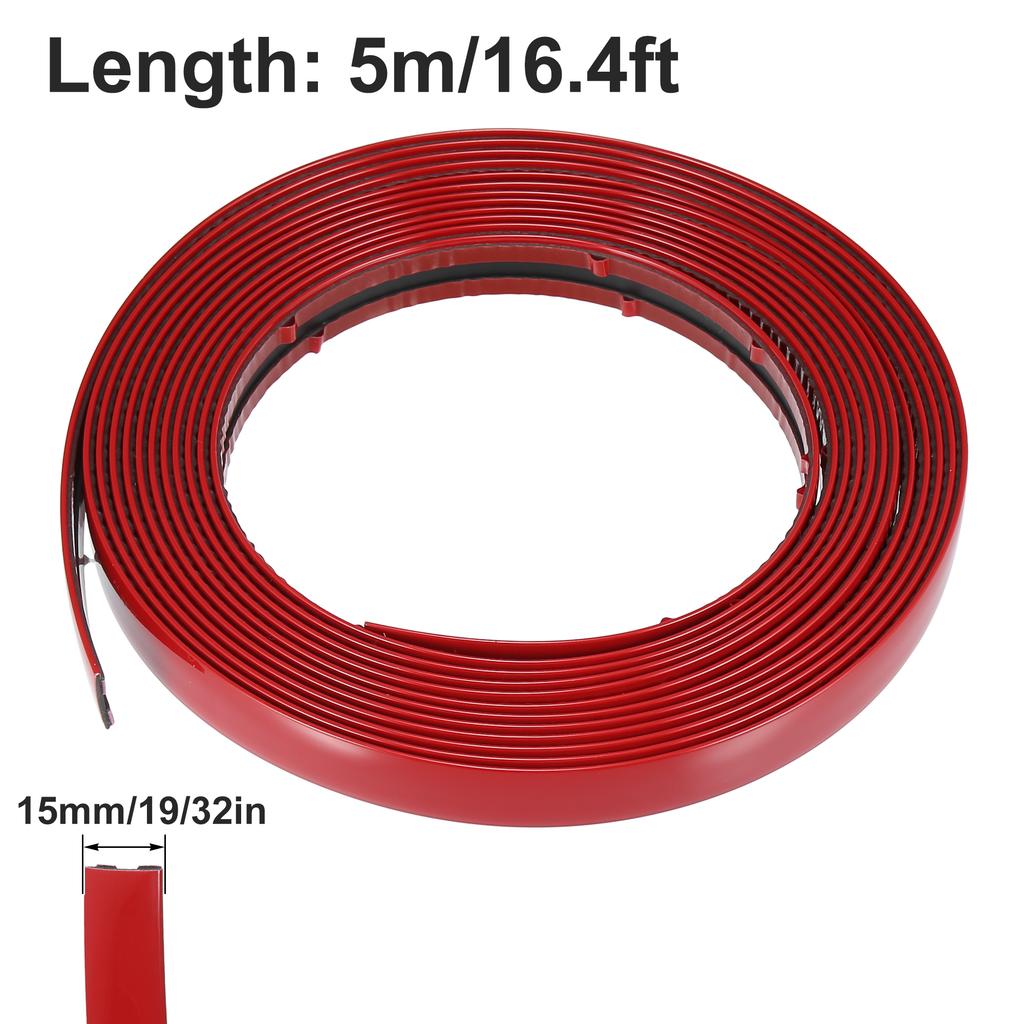 X Autohaux 6-30mm Wide 5m Length Car Door Trim Strip Edge Guards Scratch Proof Trim Body Strip for Rearview Mirror Bumper Red