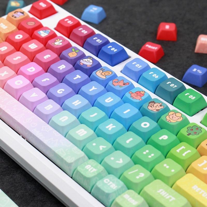 133 Tasti Arcobaleno Keycaps Profilo DA Spessore 9,5 mm Keycap in PBT Per Layout 61/87/104/108 Tastiere Meccaniche Keycaps