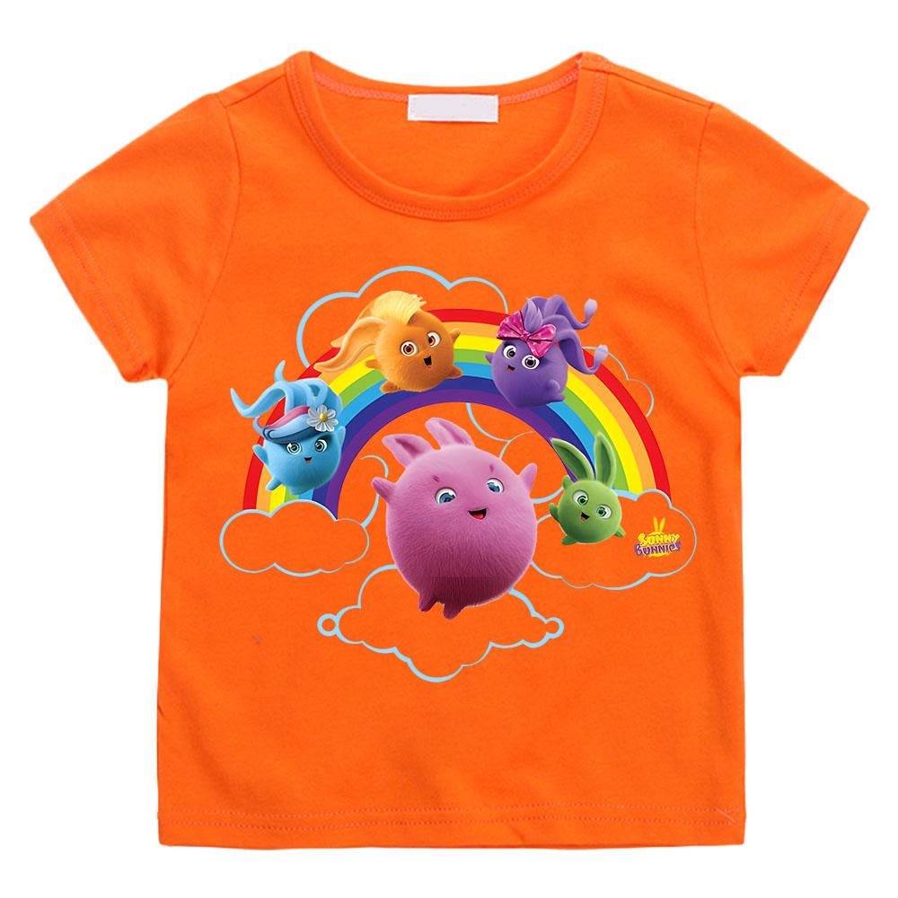 T-shirt per Bambini Sunny Bunnies Stampa Cartone Animato Coniglio Carino T-shirt per Ragazze Estate Divertente T-shirt per Ragazzi Top alla Moda a Maniche Corte