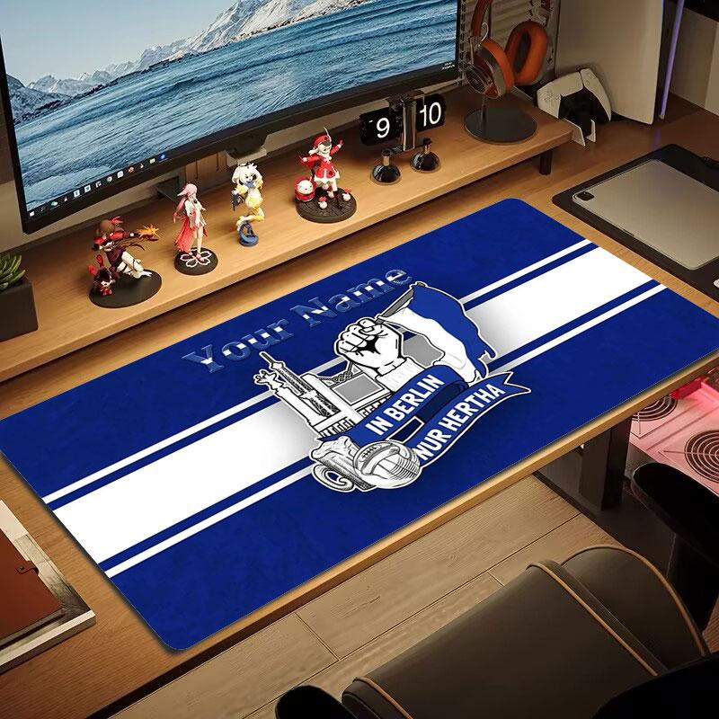 Hertha BSC Custom Name Large Size Mouse Pad Large Gaming Table Cushion Non-slip Laptop Tablet Big Mousepad XXL Mat Mini PC Playmat With Lock Edge