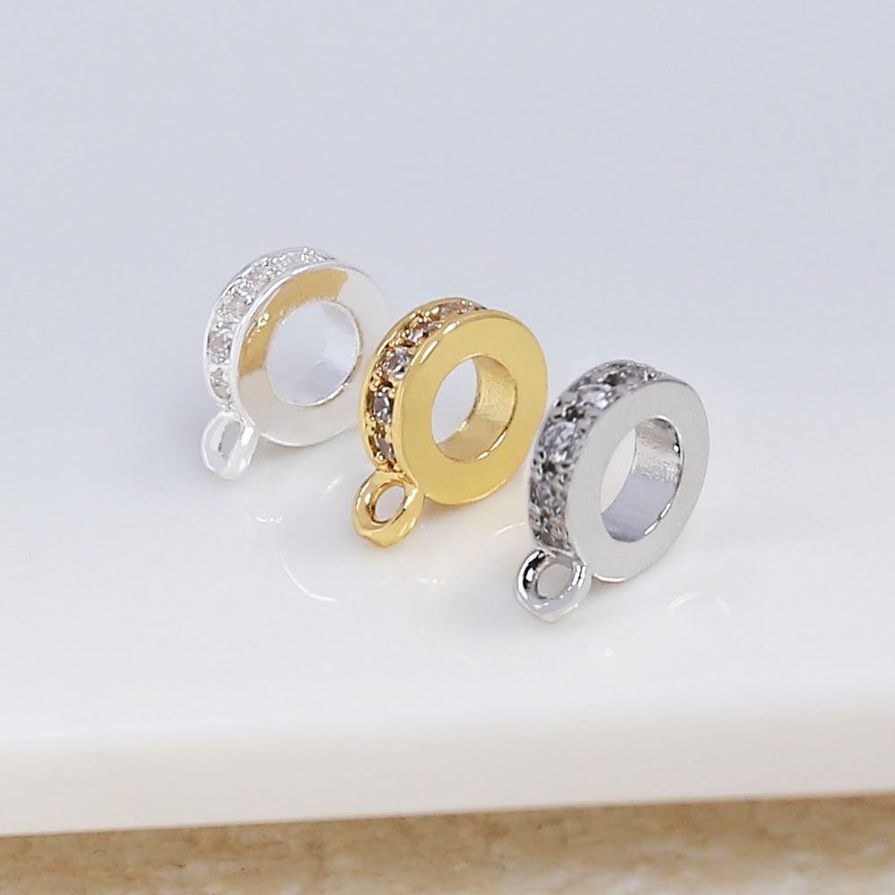 18K Gold-Plated Cubic Zirconia Spacer Beads Pendant and Clasp for DIY Jewelry