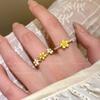 Kirschblüten-Emaille-Ring mit Perlenstern & Gänseblümchen – Exquisites Mode-Design für Damen