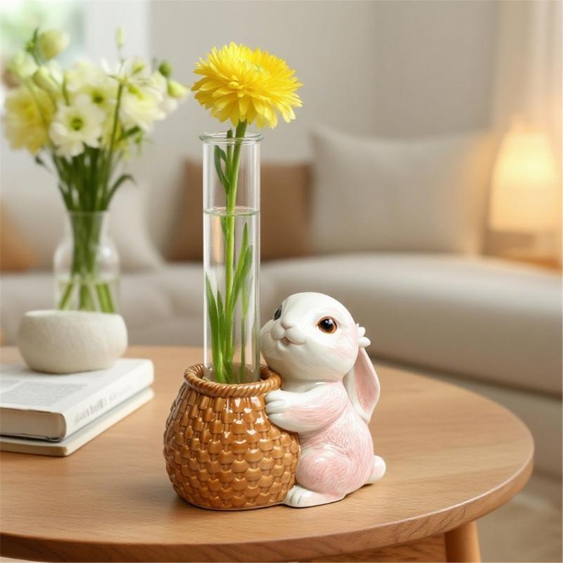 Rabbit Panda Shaped Silicone Craft Mold For Water Propagation Vases Includes Acrylic Test Tubes Reusable Gardening Tool