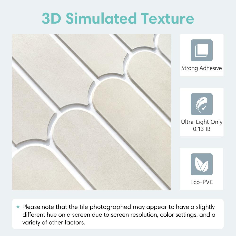 1/10pcs 3D Decorative Tile Stickers, 3D Fish Scale Textures, Matte 30cm x 30cm, Water and Mold Resistant, for Kitchen Bathroom W