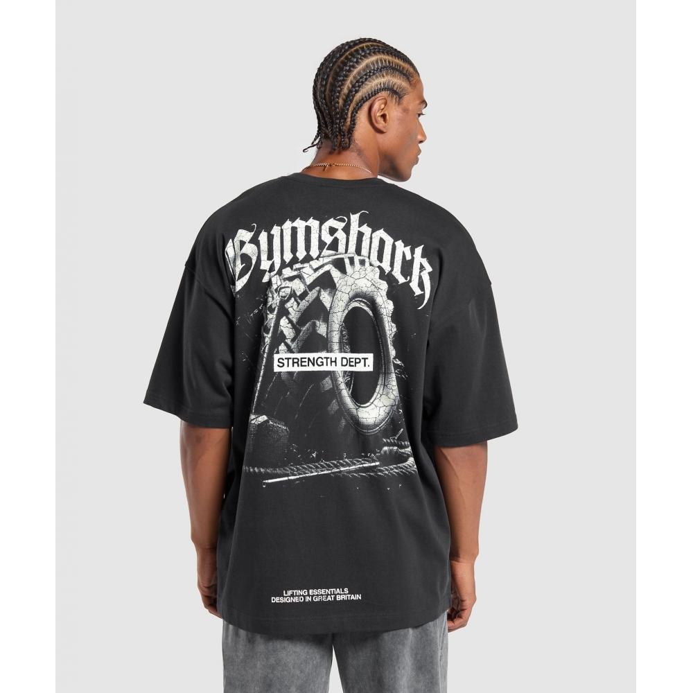 

Футболка Gymshark Tyre Graphic T shirT черная A2c4s Bb2j XS