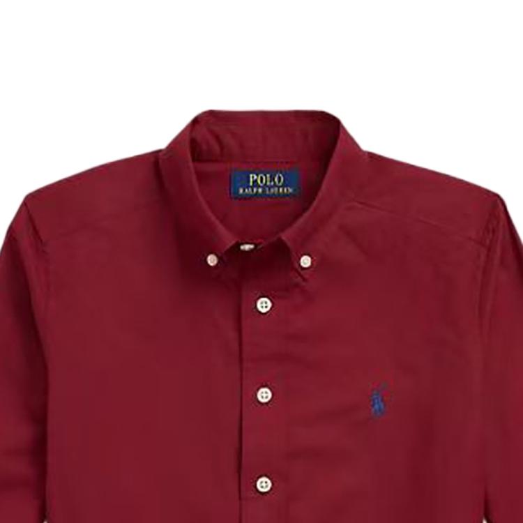 Polo Ralph Lauren Hemd FS24 Einfarbig Logo Stickerei Langarm Kinder Oberteile Dunkelrot 323952199-004