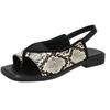 New Leopard Print Women's Sandals Snake Pattern Women Shoes Classic Printed Roman Sandals American Square Head Fashion Slippers