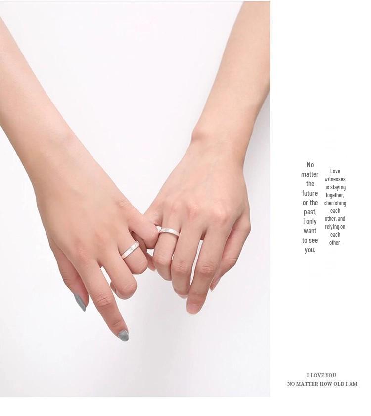 Sterling Silver Adjustable Couple Rings - Simple, Versatile, Textured Bands