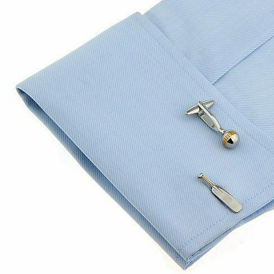 Auf Lager Zweifarbige galvanisierte Kupfer Eishockey Manschettenknöpfe - Herren Französischer Stil, Ideales Geschenk für Männer & Frauen