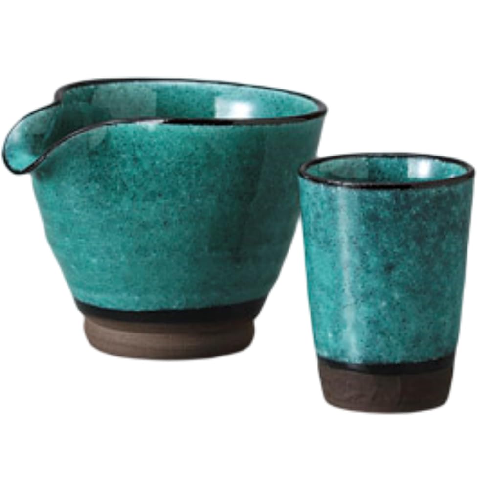 

Sake Tokkuri and Ochoko Diameter 10 x x Height Turkish Katakuchi Chilled Sake Mino Suitable for Hot Cold and Japanese Sake Ale-net Set, (Cup) Set, бирюзовый