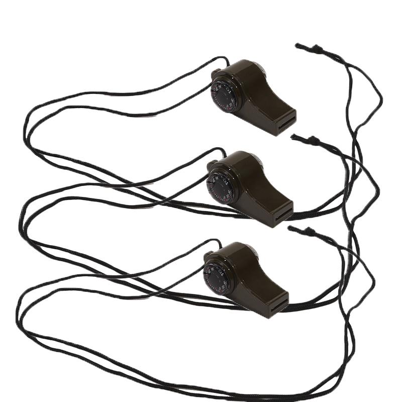 3 in 1 Emergency Survival Whistle Outdoor Multifunctional Whistle with Compass Thermometer Referee Whistle Camping Hiking Tools