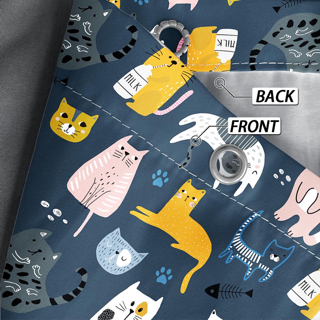 1pc Cartoon Cat Printed Waterproof Shower Curtain, Shower Partition Hanging Curtain with 12 Hooks for Easy Installation